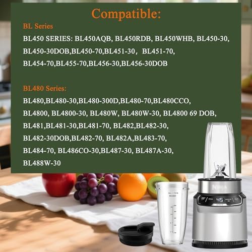 Blender Replacement Parts for Ninja, 24oz Ninja Blender Cups with To-Go Lids