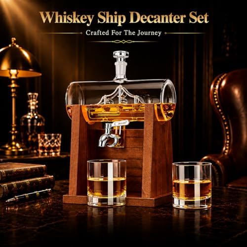 Jillmo Ship Whiskey Decanter Set for Men, 1250ml