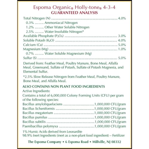 Espoma Organic Holly-Tone 4-3-4 Natural & Organic Evergreen & Azalea Plant Food, 4 lb. Bag