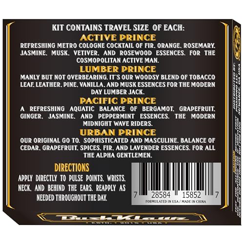 BushKlawz Active Prince Travel Solid Cologne Balm – Refreshing Metro Cologne for Active Men – Best Fresh Active Scent Solid Alcohol Free Cologne for travel Best Gift for Men