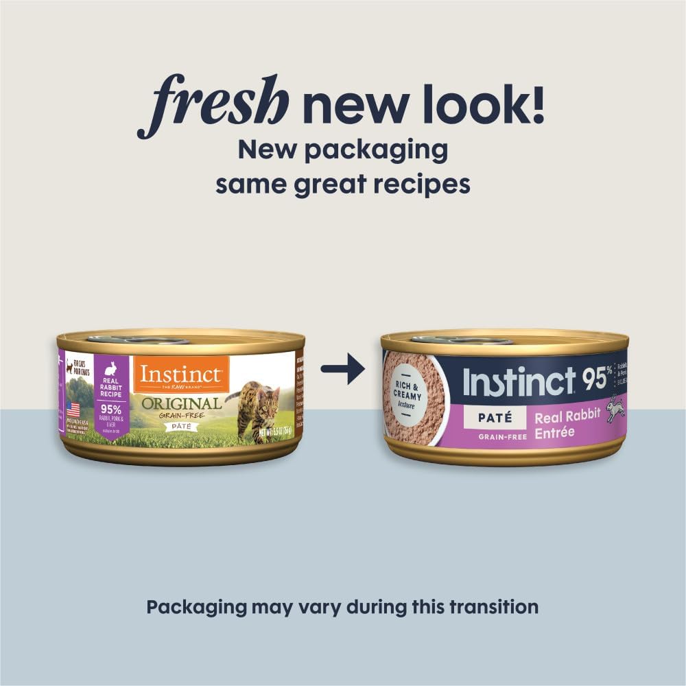 Instinct Original Grain Free Real Rabbit Recipe Natural Wet Canned Cat Food, 3 oz. Cans (Case of 24) | Rich & creamy pate texture, high protein, real rabbit, whole-food ingredients, grain-free, hydration support
