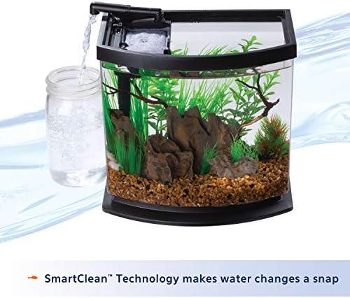 Aqueon LED MiniBow Small Aquarium Fish Tank Kit with SmartClean Technology, Blue, 1 Gallon