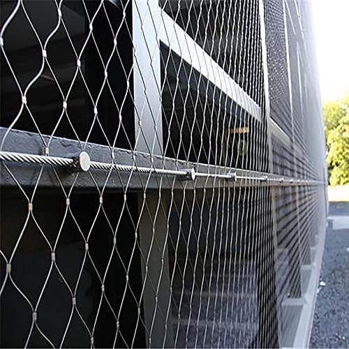 Stainless Steel Wire Rope Cable Mesh Netting, 3.3x6.6ft Balcony Protection Net, 10cm/2mm Garden Poultry Chicken Wire Netting, Durable Deer Fencing Net