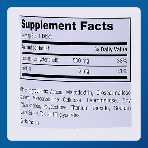 Major Oyster Shell Calcium 500 mg - Daily Calcium Supplement - 300 Tablets (1-Pack)