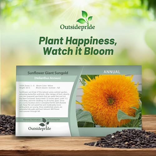 Outsidepride Giant Sungold Sunflower Seeds for Planting - 500 Pcs Annual, Easy to Grow Flower Seeds w/Vibrant