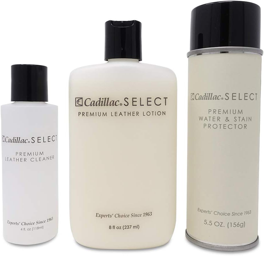 Cadillac Select Premium Leather Care Kit | Leather cleaner, lotion conditioner and water & stain protector.