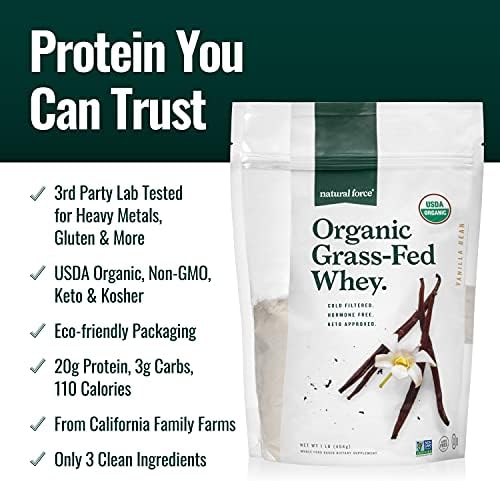 Natural Force Clean, Grass Fed Collagen Peptides + Vanilla Organic Whey Protein Bundle – Organic