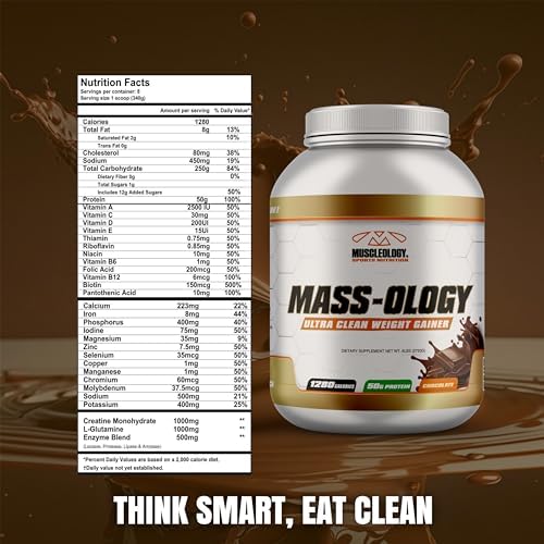 MUSCLEOLOGY Weight Gainer | Whey Protein Powder | Muscle Builder for Men & Women | Chocolate, 6 lbs
