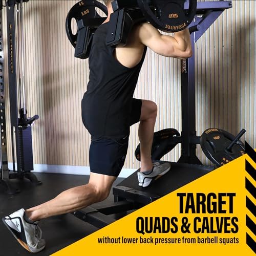 Powertec Fitness Levergym Calf Raise and Squat Machine, Black, 58” x 55” x 61.6”