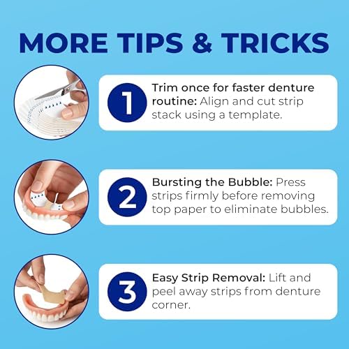 Secure Denture Adhesive Strips for Lowers, Zinc Free Glue, 15 Strips | Waterproof - Comfortable Cushion Fit for Lowers - Extra Firm All-Day Hold - No Mess - Clean Ingredients