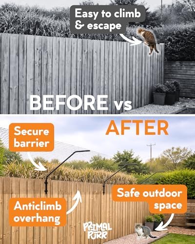 Cat Fence Outdoor Barrier - Top of Fence Height Extender Solution for Pets - Wall Topper – Invisible Solution for Small Dogs - Cat proofing Fence
