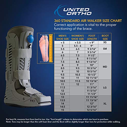 United Ortho USA16101 360 Air Walker Standard Fracture Boot, X Small, Grey