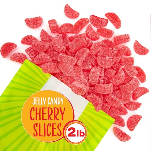 Cherry Slices Jelly Candy, Fruit Slices with Cherry Flavor, 2 Lb Bag