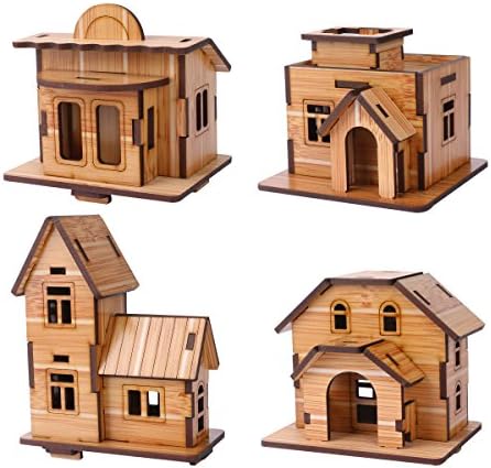 3D Wooden Puzzle, Mini DIY Model House Kit Educational Toys Jigsaw Puzzles Gift for Children and Adult