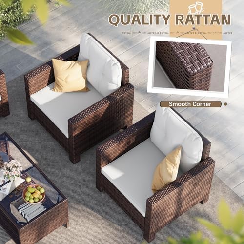 Homall 4 Pieces Patio Furniture Sets Wicker Chair Conversation Sofa