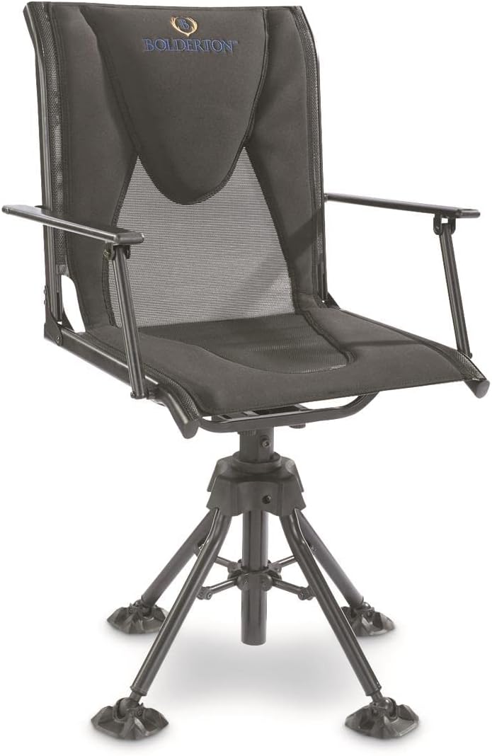 360º Swivel Hunting Blind Chair with Armrests, 300 lbs Capacity, Folding, Lightweight, Portable, Padded Cushion Hunting Seat, Hunt Gear and Equipment