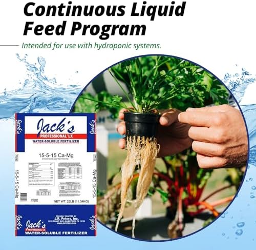 Jack's Professional CA-MG LX Comprehensive Water-Soluble Fertilizer, 25lb | 15-5-15 Plant Food, Full Micronutrient Package