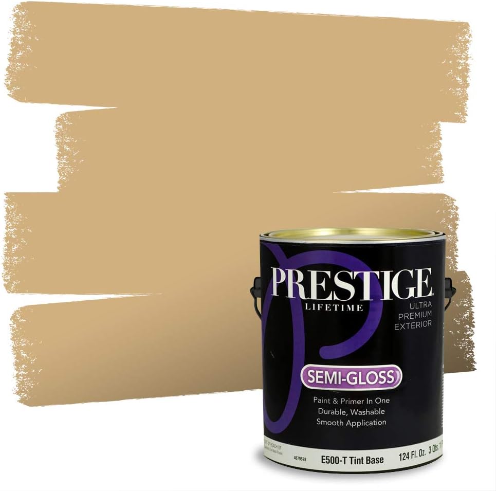 PRESTIGE Paints Exterior Paint and Primer In One, 1-Gallon, Satin, Comparable Match of Sherwin Williams* Relaxed Khaki*