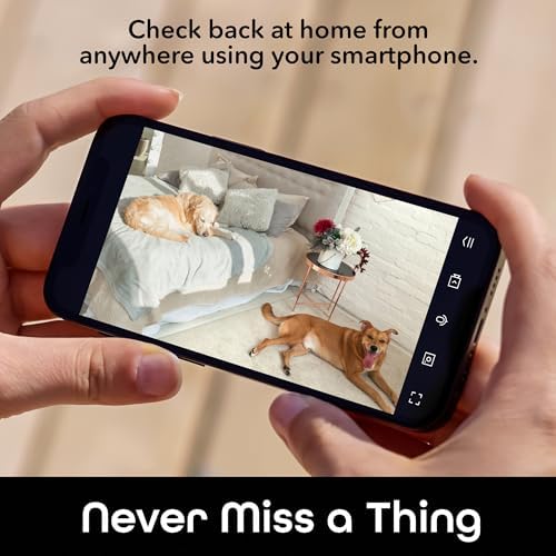 Geeni PetConnect Auto-Rotate Crystal-Clear 2K Quad HD Smart Pet Camera | 2560X1440 2K resolution at 20 fps, motion detection, night vision