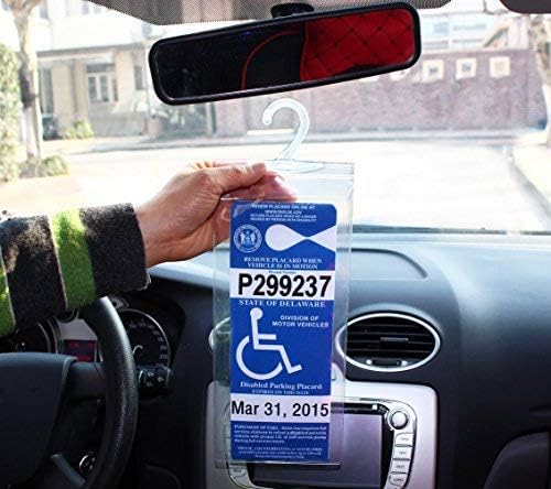 LotFancy Handicap Parking Placard Holder Cover, Disabled Parking Permit with Large Hanger for Autos, Pack of 4