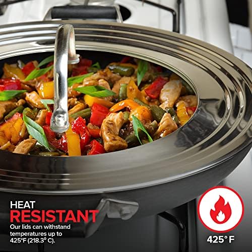 Modern Innovations Universal Lid with Tempered Glass Top for Pots & Pans, Fits 8.25, 9, 10, 11