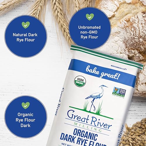 Great River Milling Organic Dark Rye Flour, Whole Grain, 25 lb