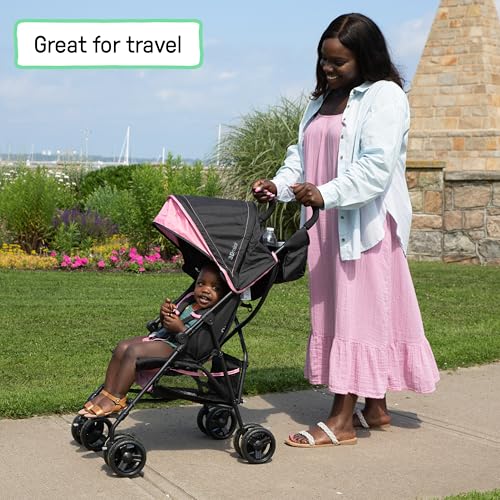 Ingenuity 3D Mini Convenience Stroller – Lightweight Stroller with Compact Fold, Multi-Position Recline, Canopy with Pop Out Sun Visor – Umbrella Stroller for Travel & More, Blue/Black