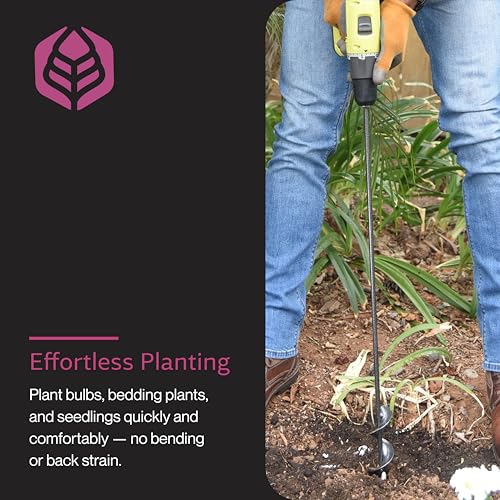 Yard Butler IREA-4 Roto Earth 18” Auger Drill Bit - Digging Tool for Effortless Bulb Planting - Multi-Use Drill - Heavy-Duty Garden Tool - Power-Coated Steel - Rust-Resistant | Powder-Coated Steel Digging Tool, Rust-Resistant, Digs Medium-Depth Holes for…