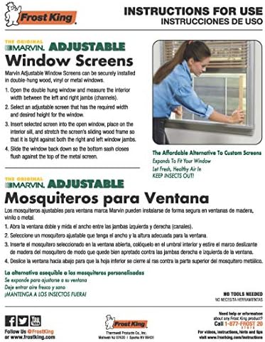 Frost King AWS1025 WB Marvin Adjustable Window Screen, 10" high, fits 15 - 25" wide