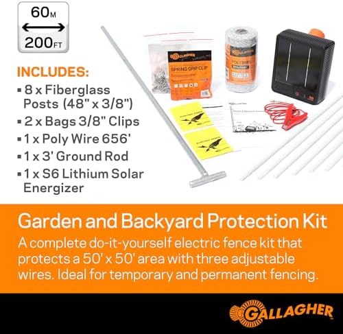 Gallagher Garden & Backyard Pet Protection Kit | Solar Electric Fence Kit for Deer, Rabbits