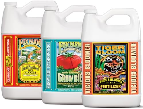 FoxFarm Hydro Liquid Trio Pack - Big Bloom, Grow Big Hydroponic, Tiger Bloom Fertilizers for Plant Growth, Bud Development & Abundant Fruit - Complete Hydroponic Plant Food Set - 3 Pint Bottles