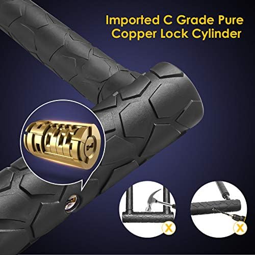 Bike Lock Heavy Duty Anti Theft, Long Shackle Bike U Lock with Keys, 4FT Security Cable and Mounting Bracket for Bicycle, Ebike, Scooter
