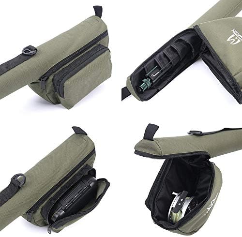 M MAXIMUMCATCH Maxcatch Fly Fishing Rod Case with Reel Pouch, Complete Protection Bag, For 9FT 2/4 Pieces Rod, Single (Green, 9' 4sec)