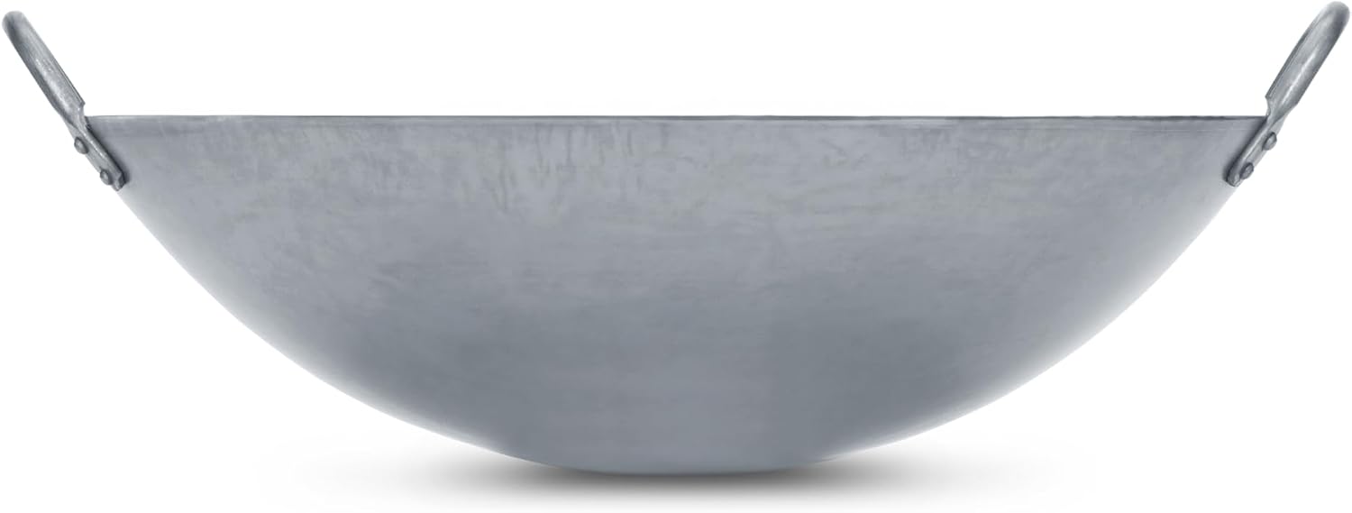 Craft Wok Big 16 Inch Heavy Canton Style Hand Hammered Carbon Steel Wok (Round Bottom) / 731W87