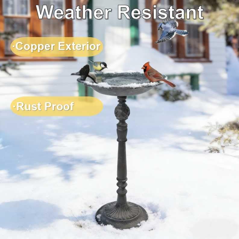 Classic Copper Bird Bath for Outdoors 22 Inch, Weather-Resistant Bird Feeders Decor for Garden, Patio​ or Yard