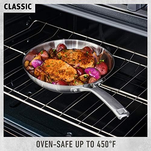 Calphalon Classic Stainless Steel Sauce Pan, 3.5-Quart, Impact-Bonded Aluminum Base, Stay-Cool Handles
