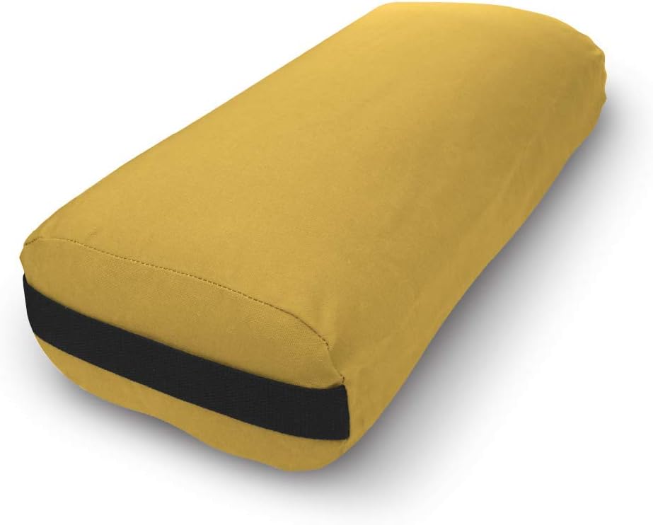 Bean Products Cotton Batting Yoga Bolster - Studio Grade Round or Rectangular Restorative Yoga Pillow for Pilates and Yin Practice - Soft Yet Firm Support with Cotton Cover - Made in The USA