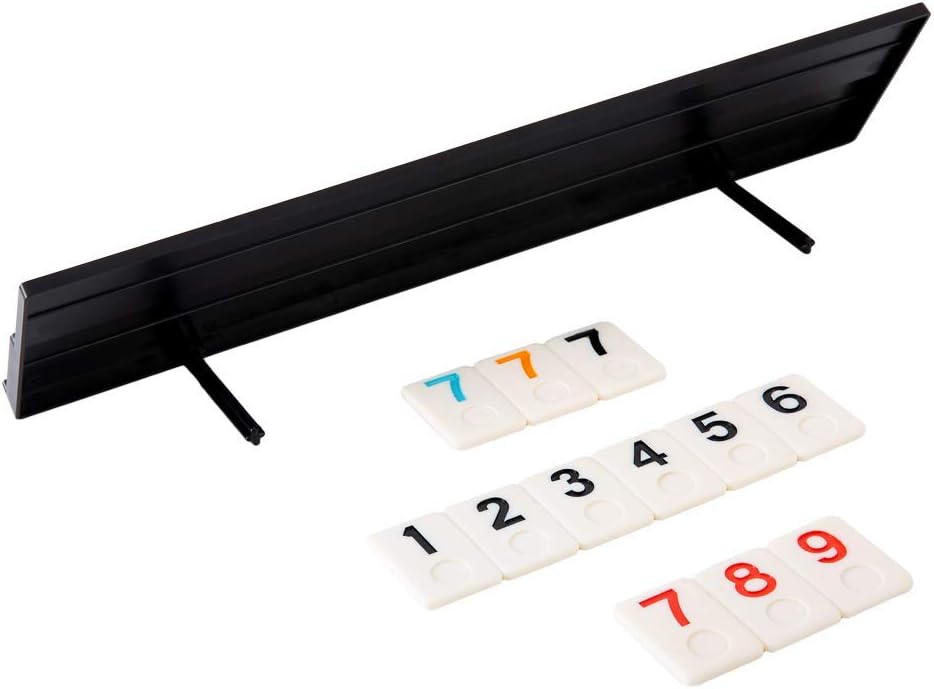 Homwom 106 Tiles Rummy Game - Travel Games Rummy Board Game Rummy Set with Aluminum Case & 4 Anti-Skid Durable Trays
