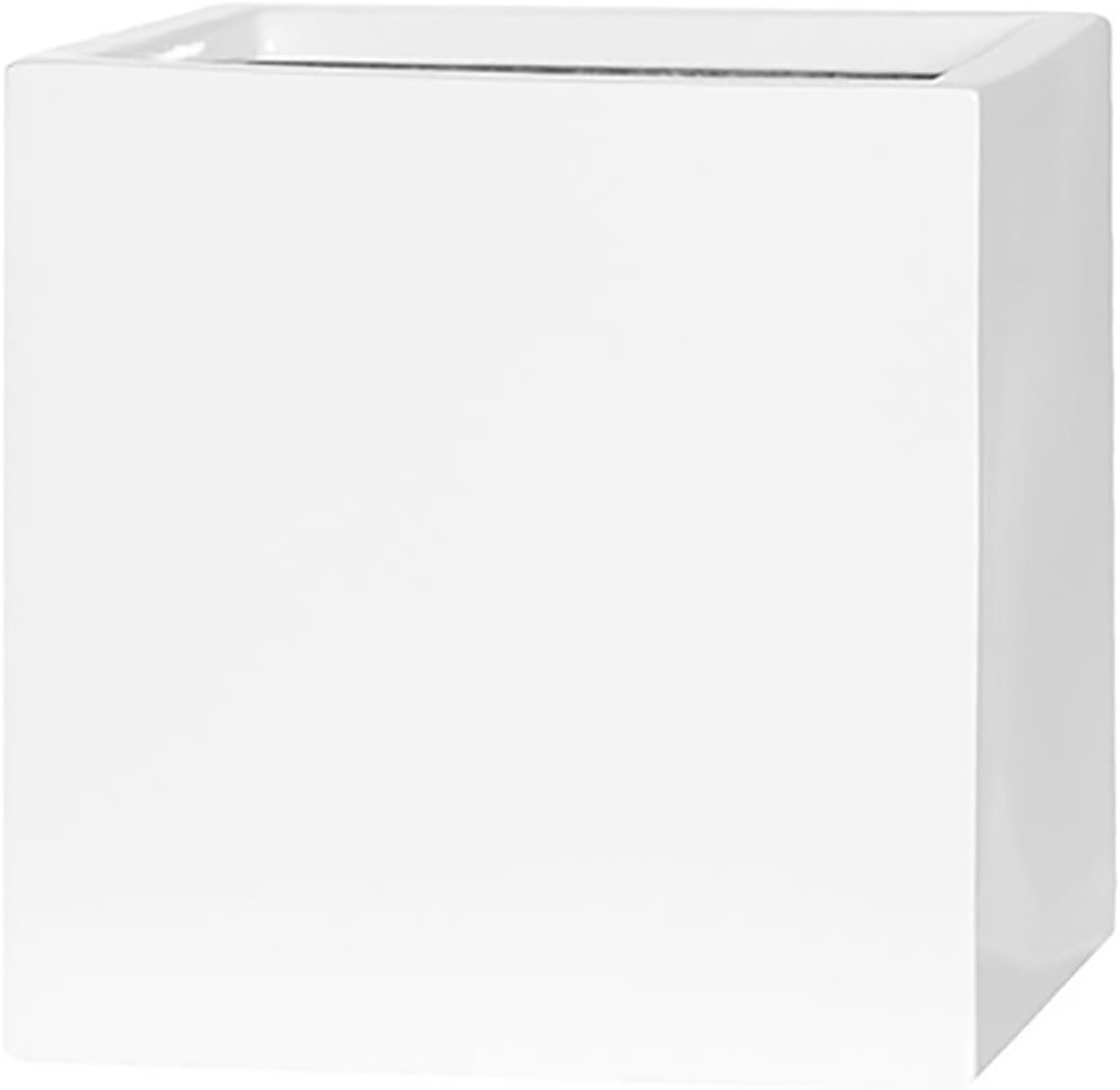 Pottery Pots Elegant White Square Indoor Outdoor Planter Pot – Elegant Cube Shaped Flower Pot - 10”H x 10”W x 10”L
