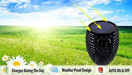 Dependable Industries inc. Essentials Solar LED Flickering Torch Light - Waterproof Garden Path Lamp, 22.75" Automatic On/Off, Long-Lasting