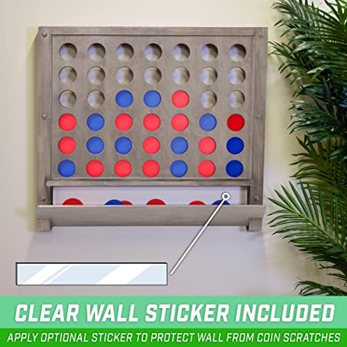 GoSports Wall Mounted Giant 4 in a Row Game - Jumbo 4 Connect Family Fun with Coins