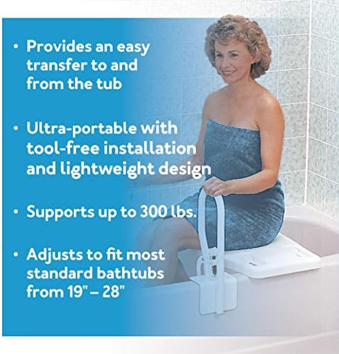 Carex Portable Shower Bench - Shower Bath Seat - Adjustable Width to Fit Most Bathtubs
