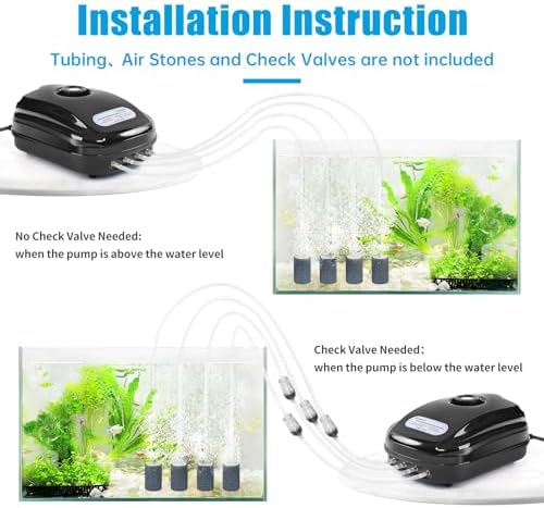 AQUANEAT Aquarium Air Pump 300GPH, for up to 200 Gallon Fish Tank, Powerful Hydroponic Aerator Pump, Adjustable Oxygen Bubbler