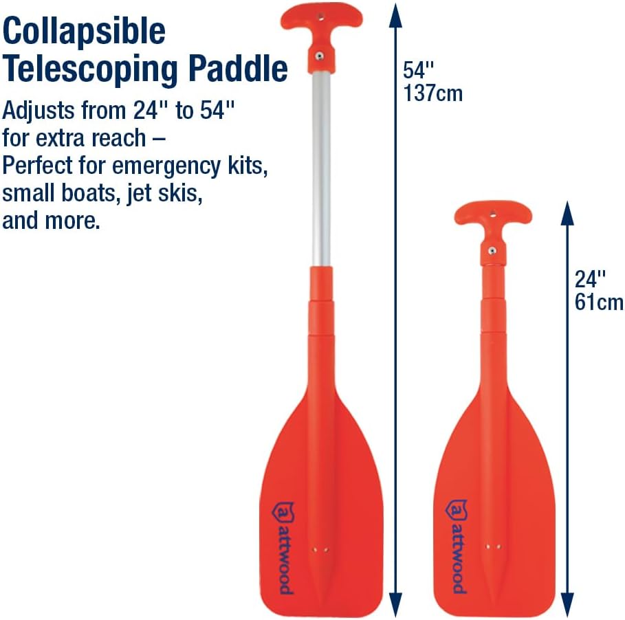 Attwood Emergency Telescoping Paddle for Boating, Orange