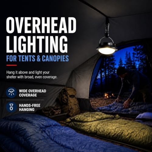 Rechargeable Tent Light, Hanging LED Canopy Light for Camping & RV | 500 lumens, dimmable + red mode, magnetic + angle-adjustable, USB-C fast