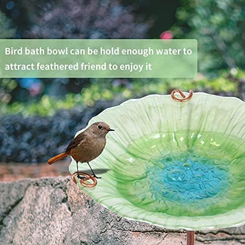 MUMTOP Glass Bird Bath for Outside, Blue Bird Feeder Birdbaths for Oudoors