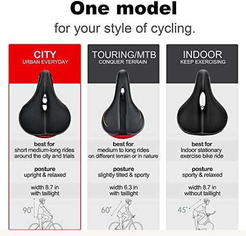 DAWAY Comfortable Men Women Bike Seat - Soft Memory Foam Padded Bicycle Seat, Bike Saddle Replacement with Wide Cushion for Peloton, Mountain & Exercise Bikes, Shock Absorbing, Waterproof, Universal
