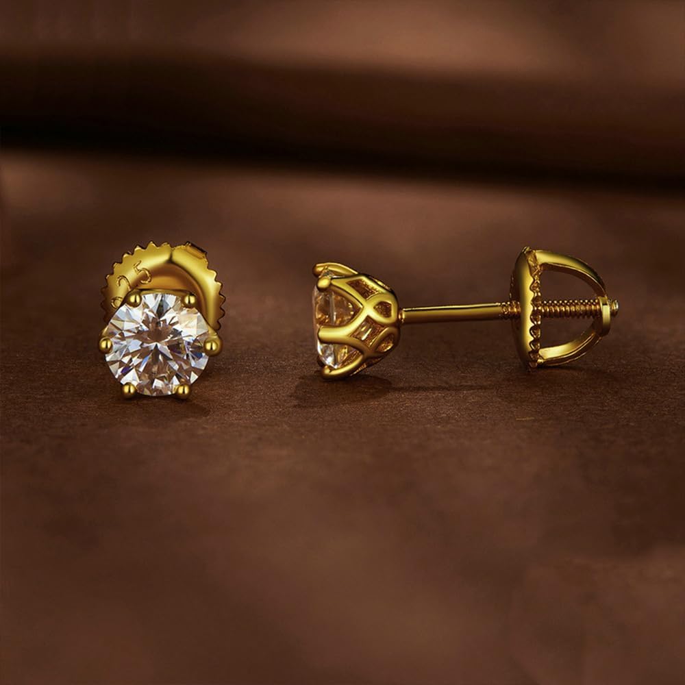 S925 Sterling Silver 0.5ct VVS1 D-color Diamond Screw Back Stud Earrings for Women, Elegant for Engagements or Birthday Celebrations
