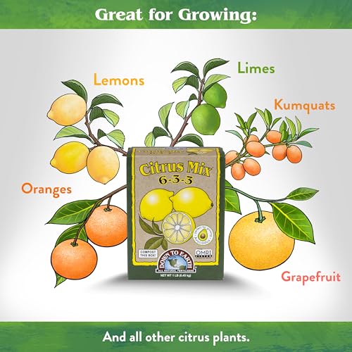 Down To Earth All Natural Fertilizers Organic Citrus Mix - 6-3-3, 1 lb | Plant Food for Lemons, Limes, Oranges, Avocados, Fruit Trees, Vines, Contains Nitrogen, Zinc, Iron, For Blossoms and Fruits