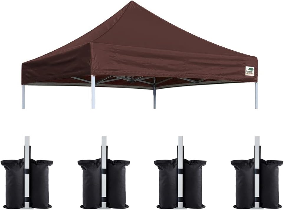Eurmax USA 10x10 Pop Up Canopy Replacement Top,Universal Instant Canopy Cover ONLY,Heavy Duty UPF 50+ UV Protection,Water & Wind Resistant Tarp,30+ Colors Available,Bonus 4 Sand Bags (White)